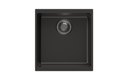 430 x 460 x 200mm Carysil Enigma 100M Single Bowl Granite Kitchen/Laundry Sink Top/Flush/Under Mount