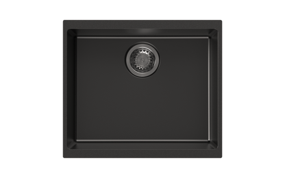 530 x 460 x 200mm Carysil Enigma 100S Single Bowl Granite Kitchen/Laundry Sink Top/Flush/Under Mount