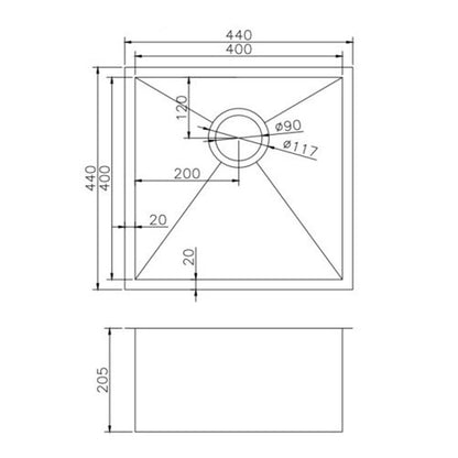 304 Stainless Steel Black Hand-made Double Bowl Kitchen Sink(Round Edges) 770*450*215mm