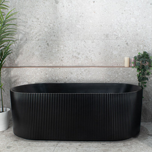 Brighton Groove 1700mm Fluted Oval Freestanding Bath Matte Black Finish