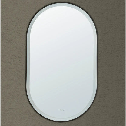 Vito Lirra Oval LED Bathroom Mirror – Matte Black 450 x 900mm